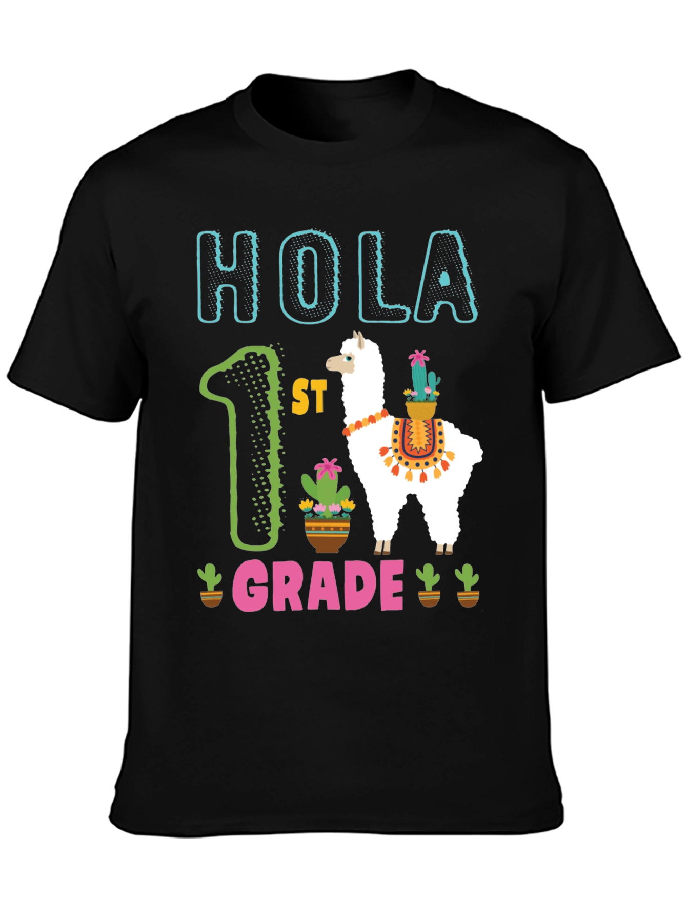 Hola 1st Grade Llama Kids T-Shirt