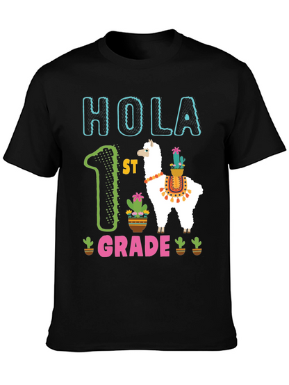 Hola 1st Grade Llama Kids T-Shirt