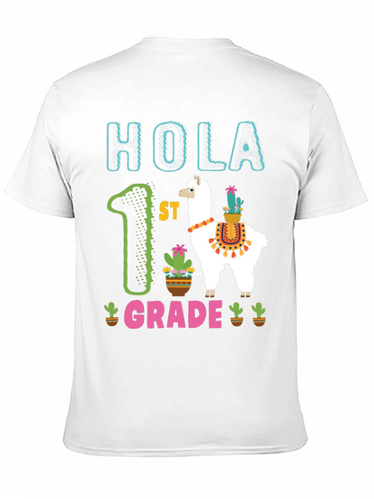 Hola 1st Grade Llama Kids T-Shirt
