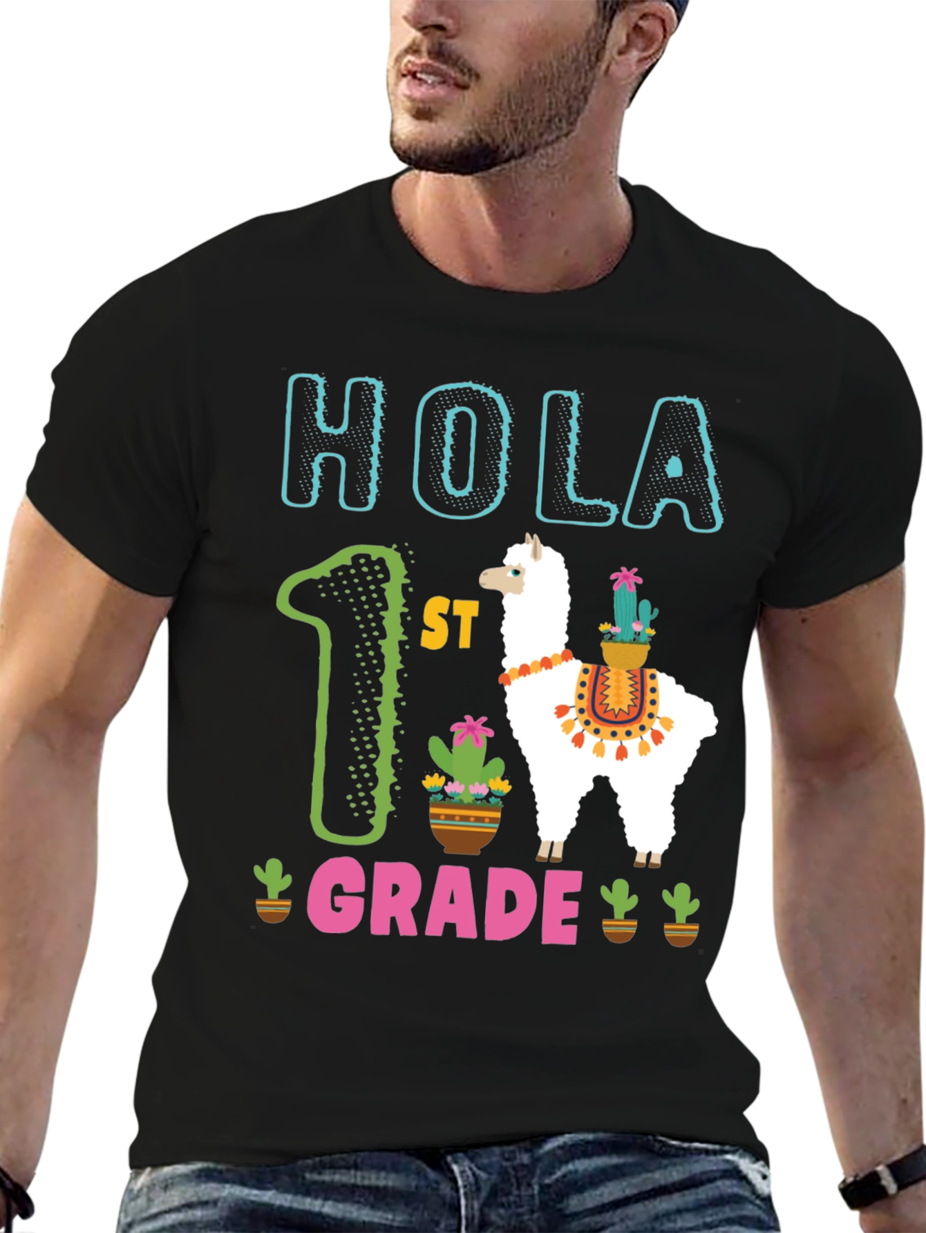 Hola 1st Grade Llama Kids T-Shirt