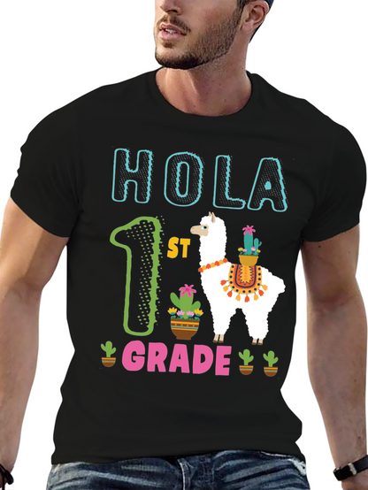 Hola 1st Grade Llama Kids T-Shirt