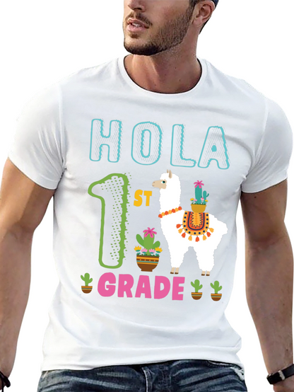 Hola 1st Grade Llama Kids T-Shirt