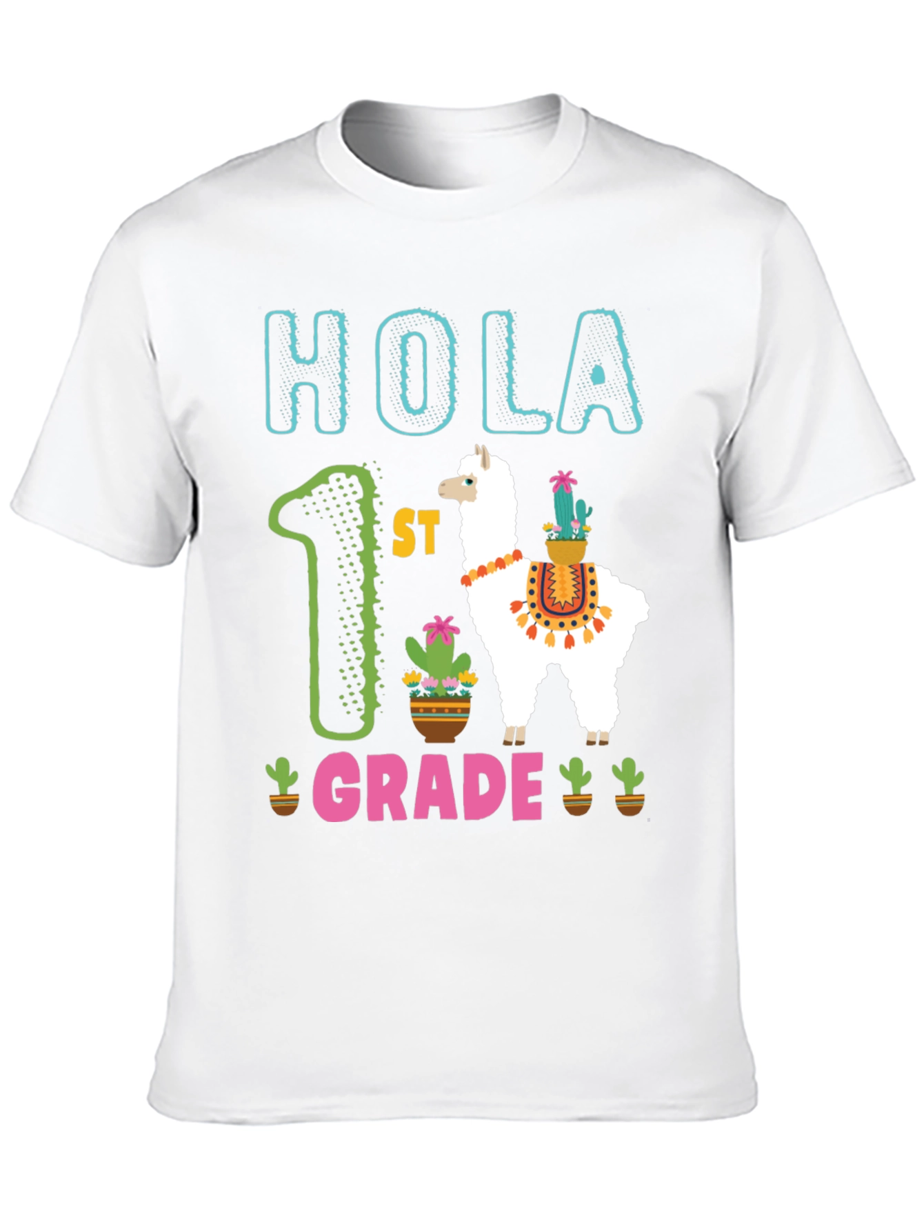 Hola 1st Grade Llama Kids T-Shirt