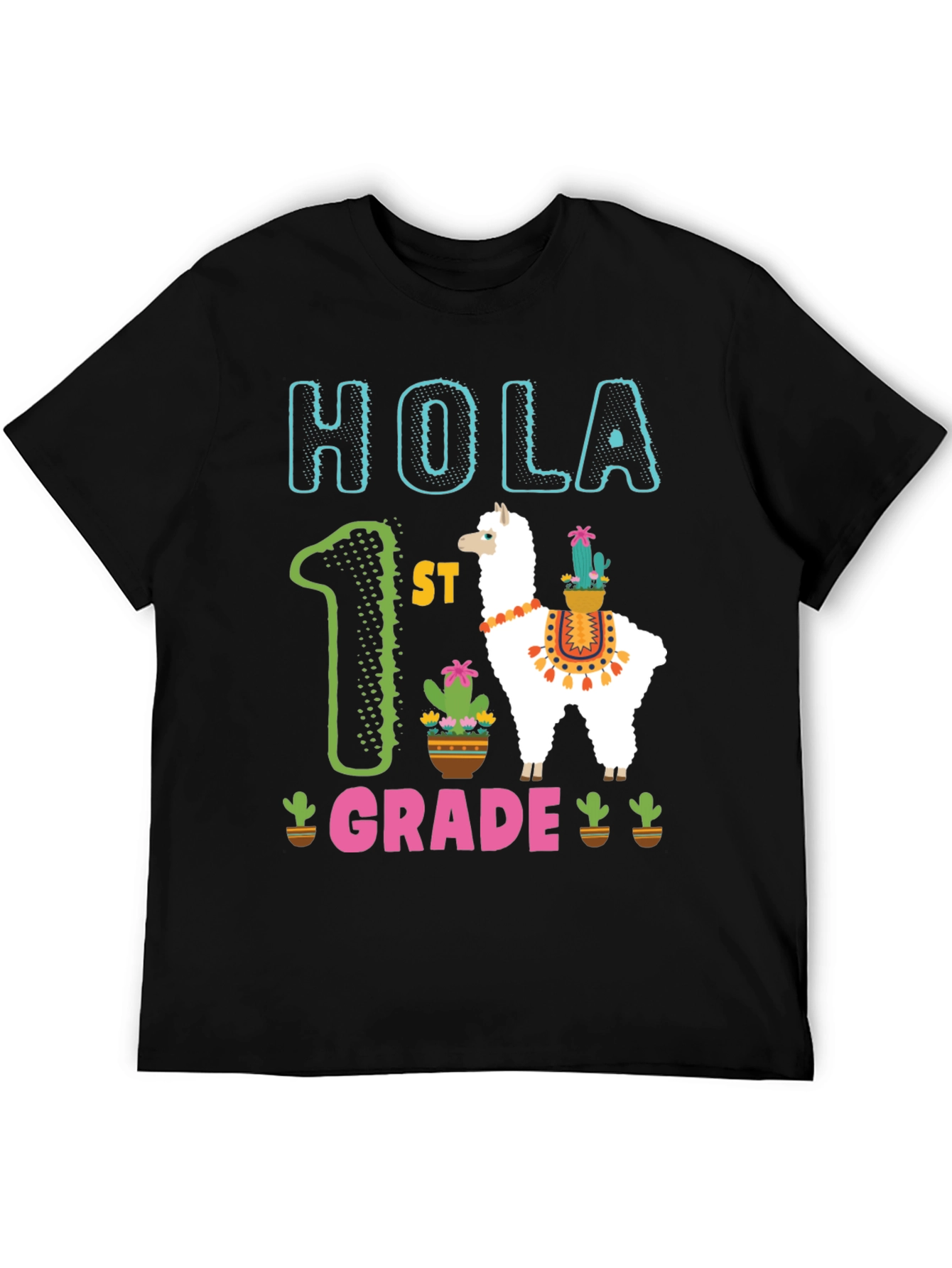 Hola 1st Grade Llama Kids T-Shirt