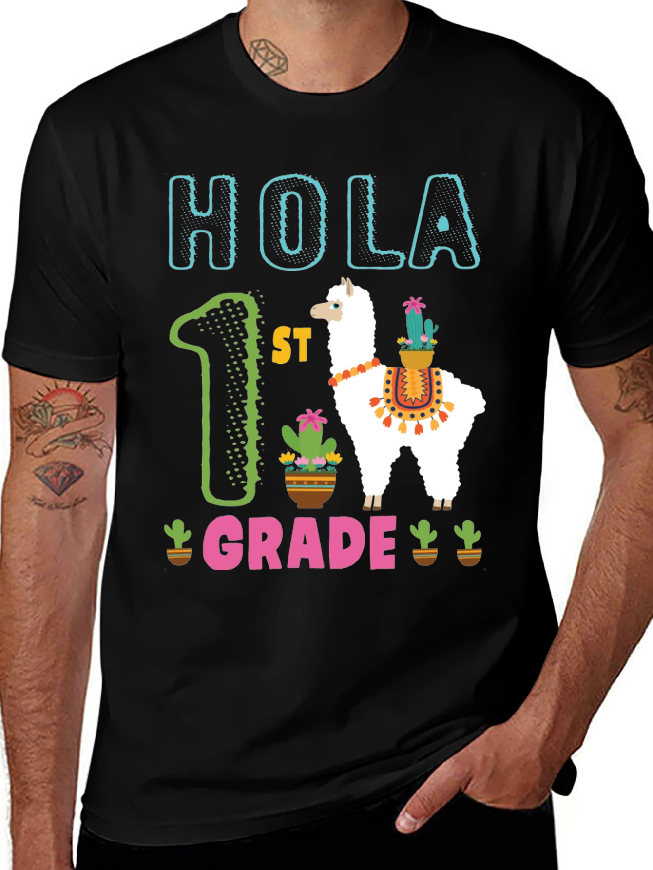 Hola 1st Grade Llama Kids T-Shirt