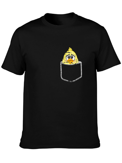 Sad Chick in Pocket Graphic T-Shirt