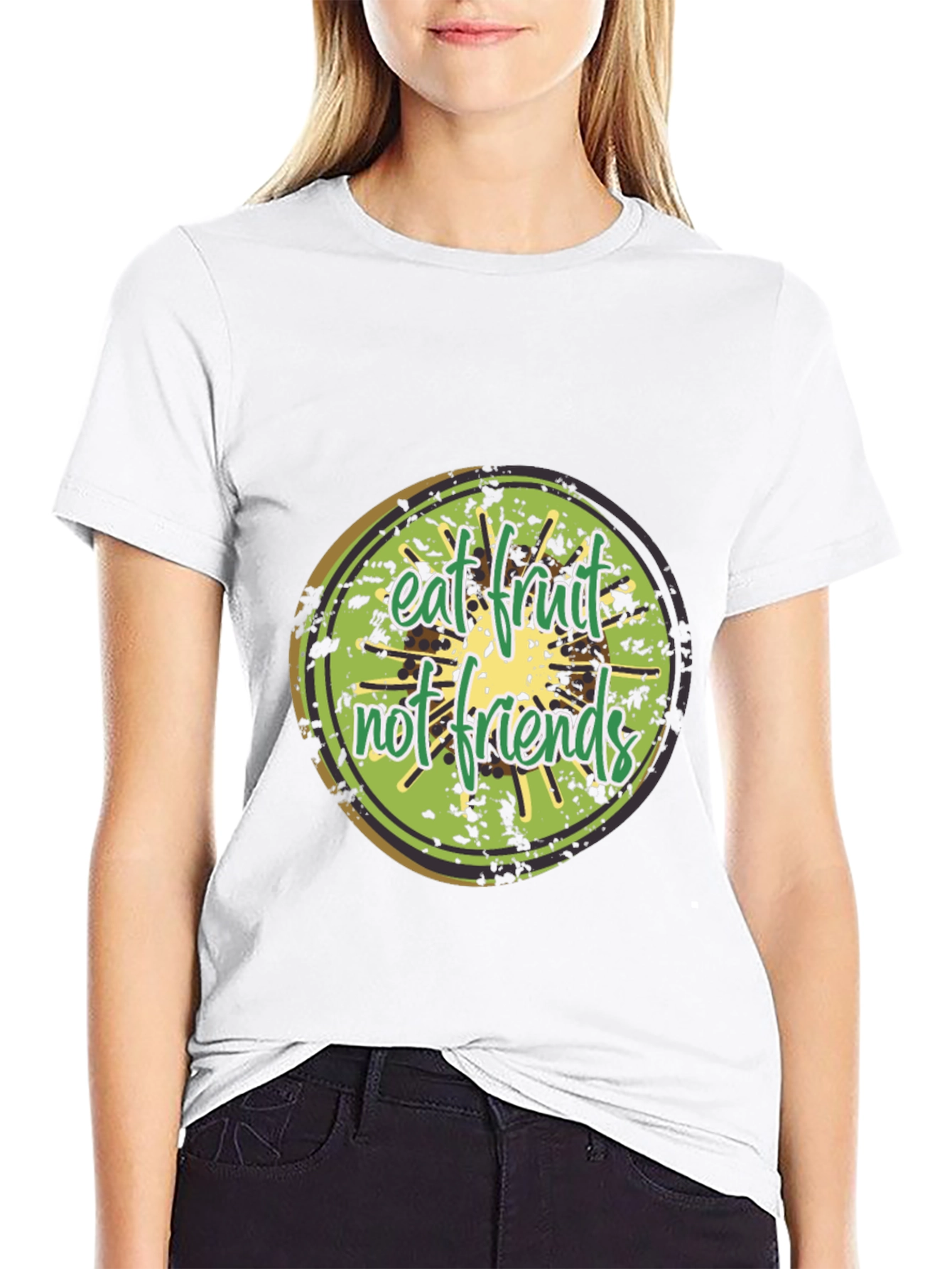 Eat Fruit Not Friends Graphic Tee - Black