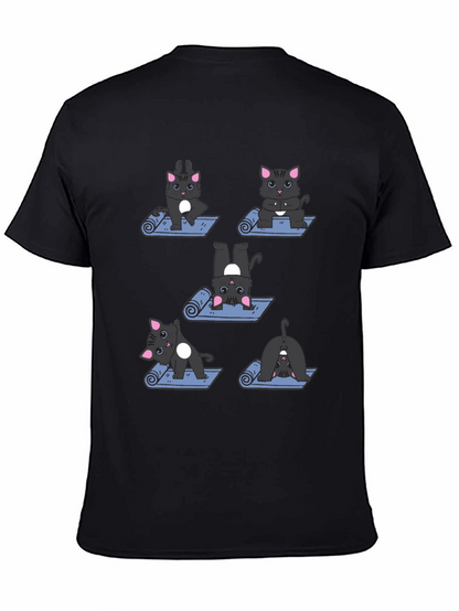 Yoga Cat T-Shirt - Black Cotton Tee