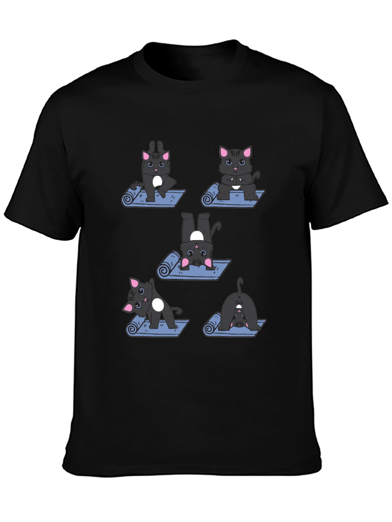 Yoga Cat T-Shirt - Black Cotton Tee