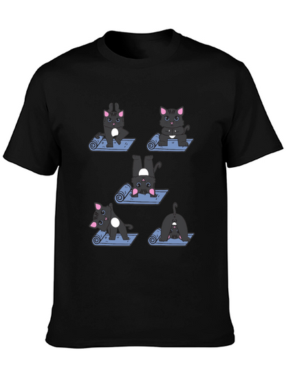 Yoga Cat T-Shirt - Black Cotton Tee