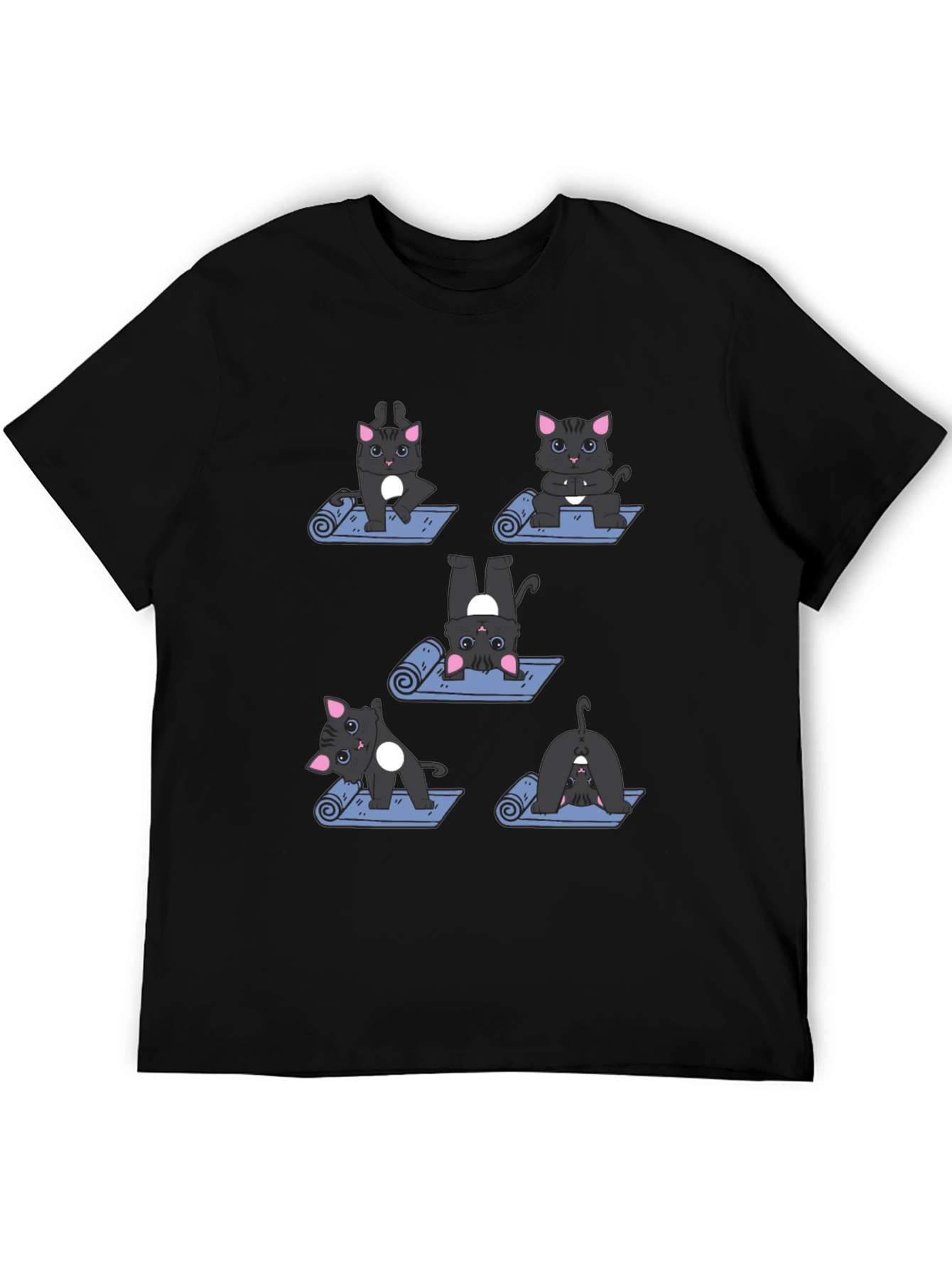 Yoga Cat T-Shirt - Black Cotton Tee