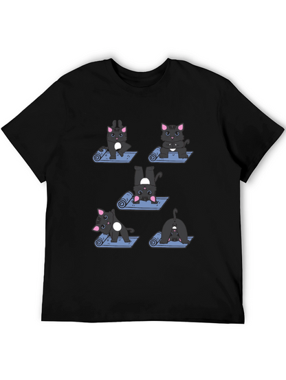 Yoga Cat T-Shirt - Black Cotton Tee