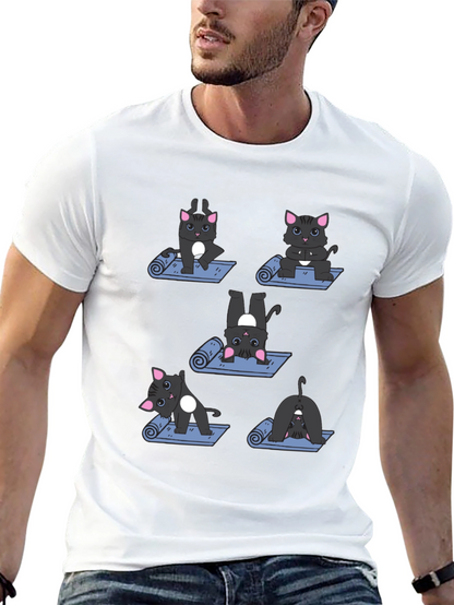 Yoga Cat T-Shirt - Black Cotton Tee