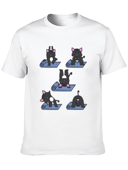 Yoga Cat T-Shirt - Black Cotton Tee