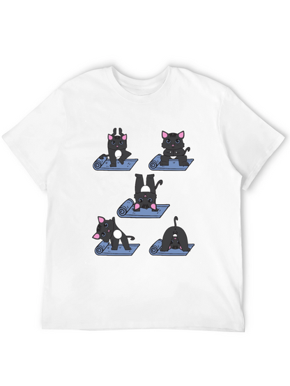 Yoga Cat T-Shirt - Black Cotton Tee