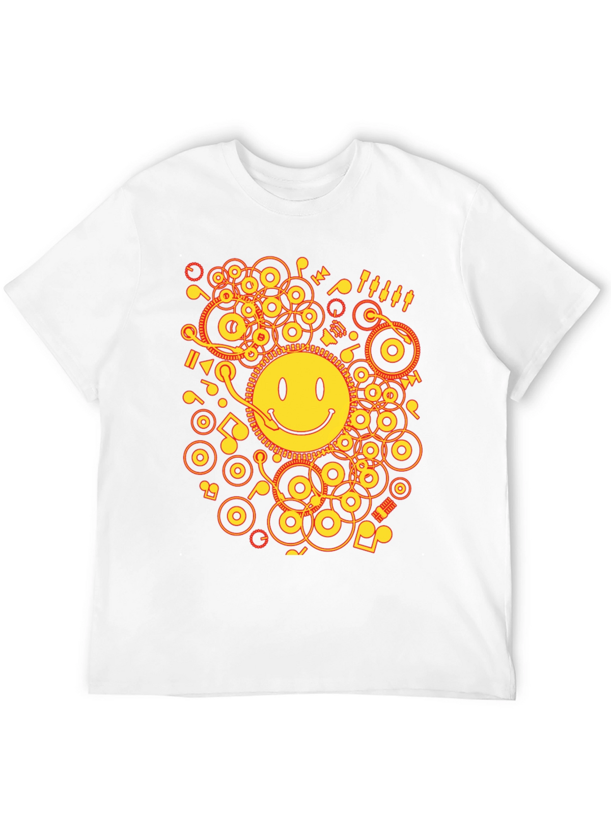 Smiley Face DJ Graphic Tee - Black Cotton Blend