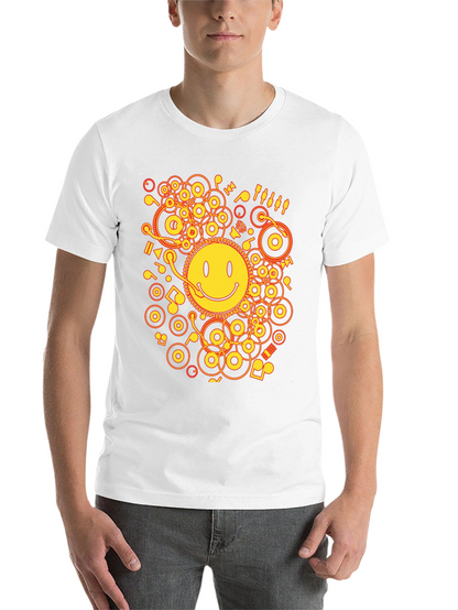 Smiley Face DJ Graphic Tee - Black Cotton Blend