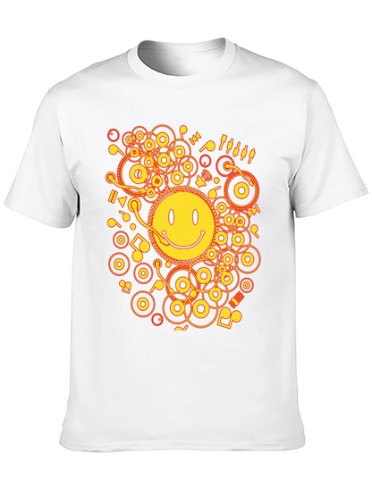 Smiley Face DJ Graphic Tee - Black Cotton Blend
