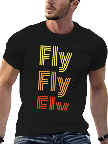 Retro Striped Fly Graphic T-Shirt