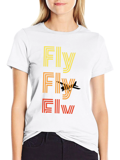 Retro Striped Fly Graphic T-Shirt