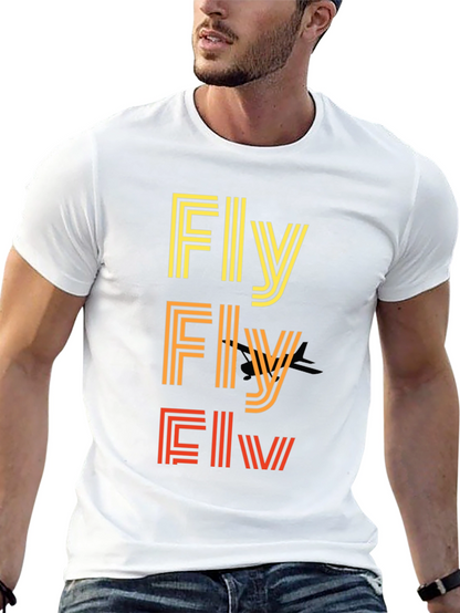Retro Striped Fly Graphic T-Shirt