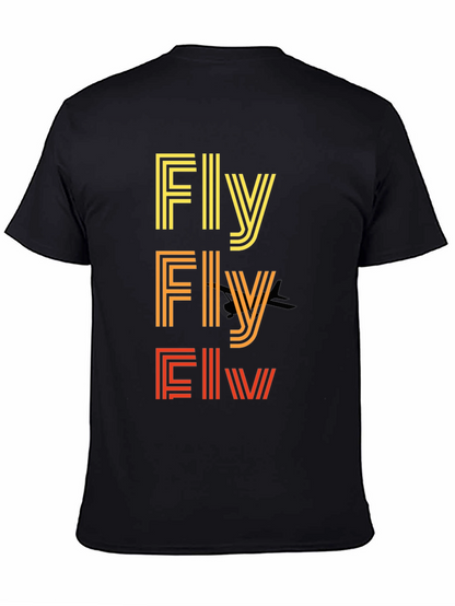 Retro Striped Fly Graphic T-Shirt