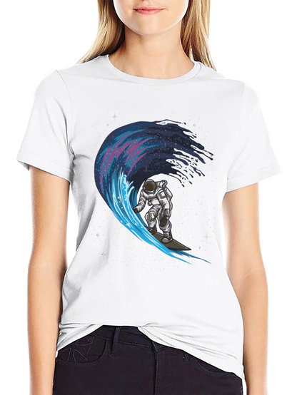 Astronaut Surfing Galaxy Wave Graphic Tee