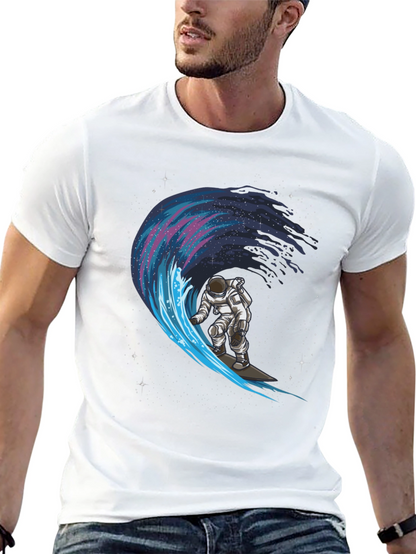 Astronaut Surfing Galaxy Wave Graphic Tee
