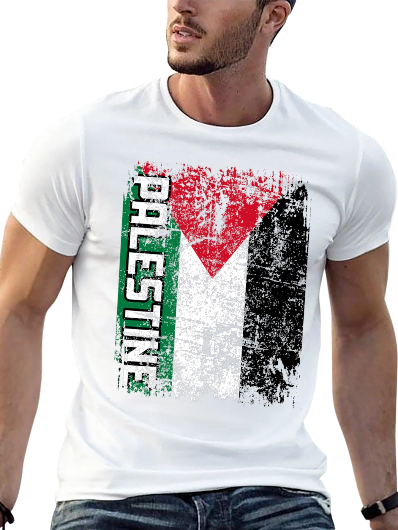 Palestine Flag T-Shirt - Distressed Graphic Tee