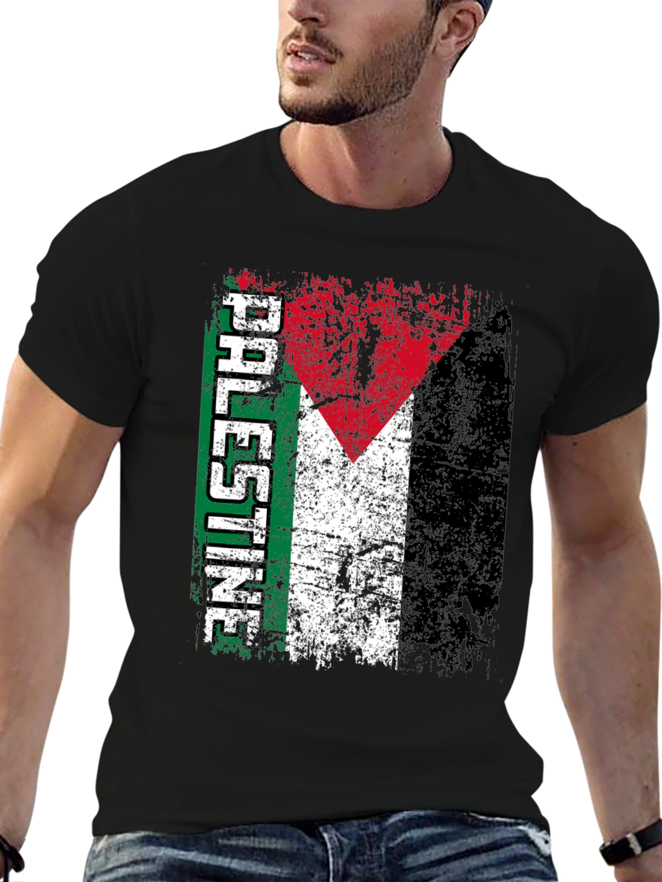 Palestine Flag T-Shirt - Distressed Graphic Tee