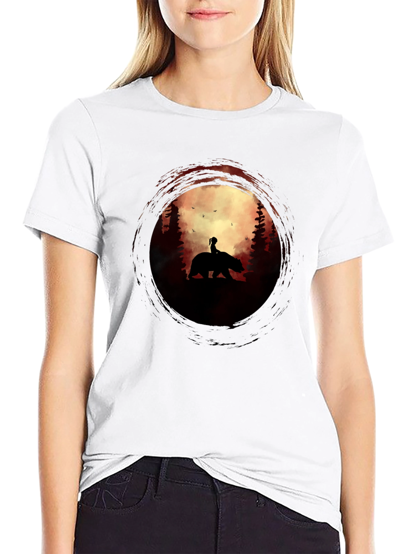 Silhouette Bear Ride Graphic Tee - Dark
