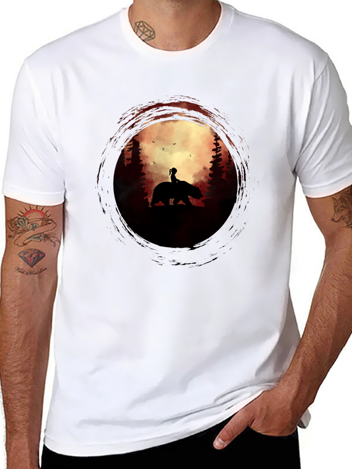 Silhouette Bear Ride Graphic Tee - Dark