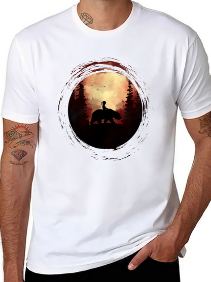 Silhouette Bear Ride Graphic Tee - Dark