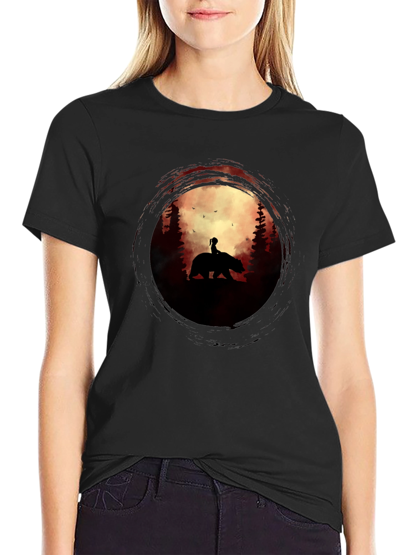 Silhouette Bear Ride Graphic Tee - Dark
