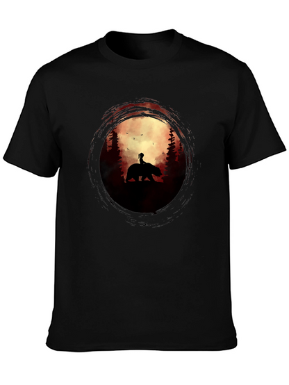 Silhouette Bear Ride Graphic Tee - Dark