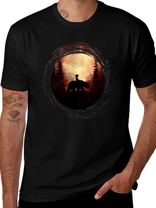 Silhouette Bear Ride Graphic Tee - Dark