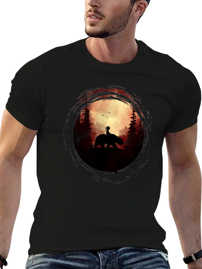 Silhouette Bear Ride Graphic Tee - Dark