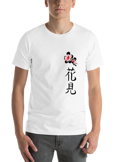 Black T-Shirt with Floral Japanese Print