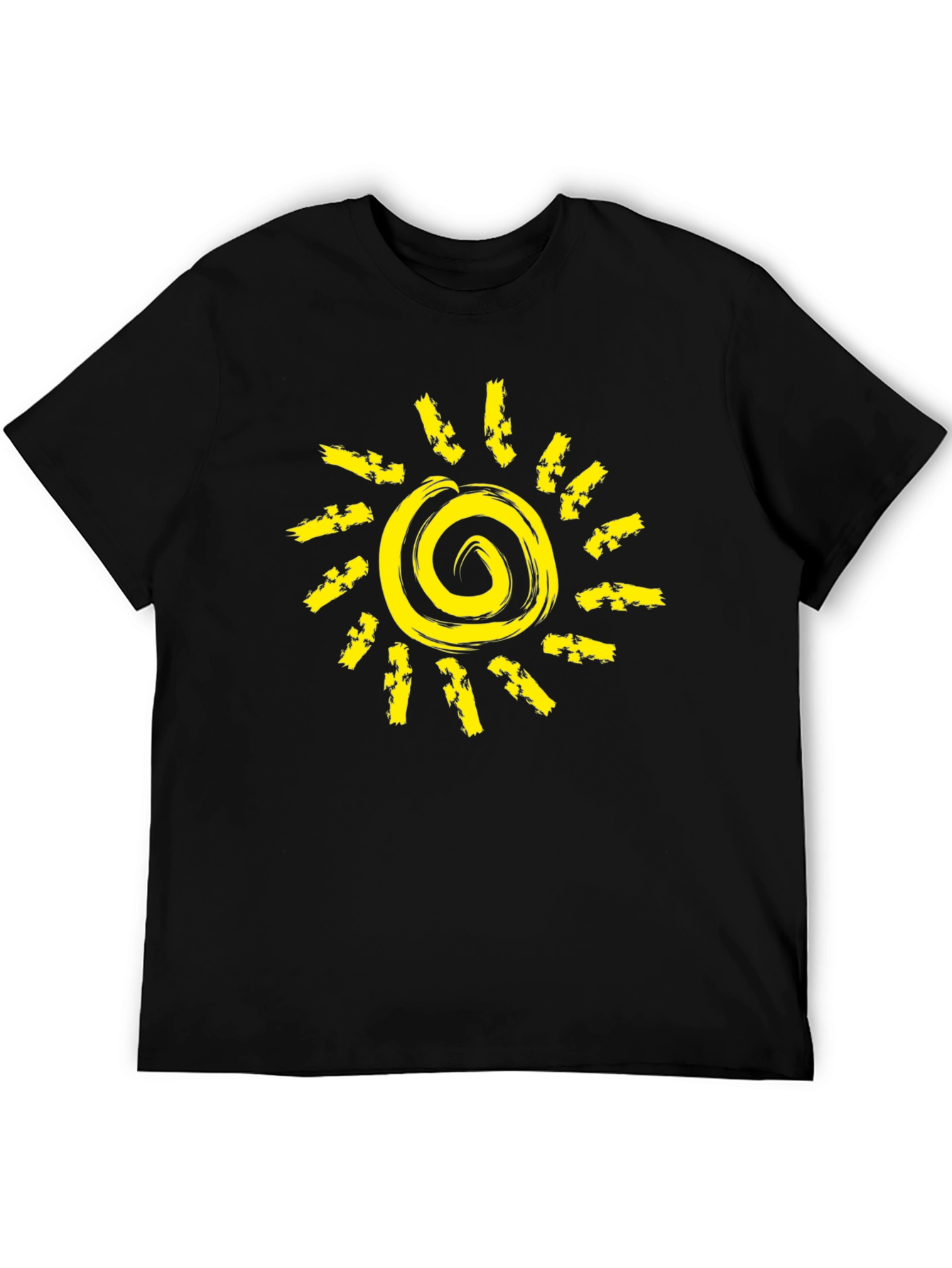 Sunshine Graphic Black T-Shirt - Unique Spiral Design
