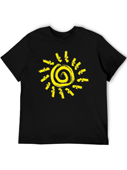 Sunshine Graphic Black T-Shirt - Unique Spiral Design
