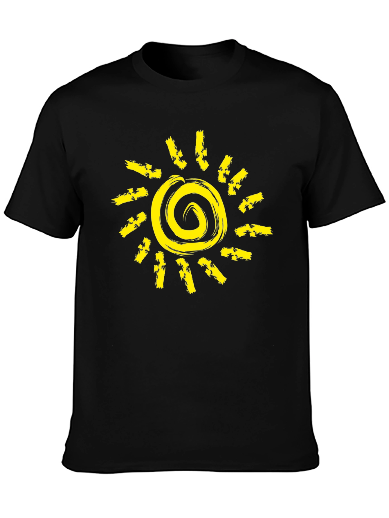 Sunshine Graphic Black T-Shirt - Unique Spiral Design