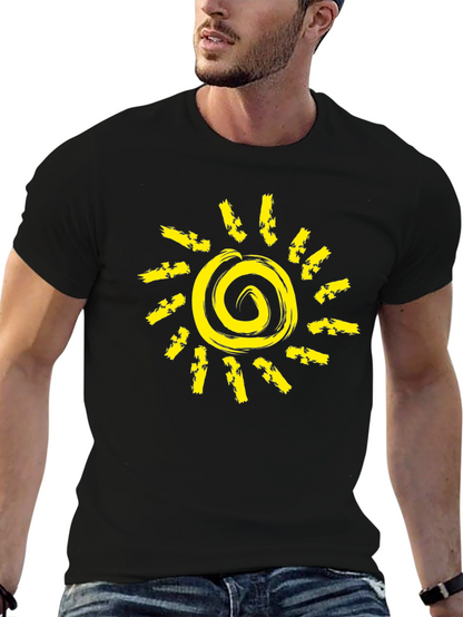 Sunshine Graphic Black T-Shirt - Unique Spiral Design