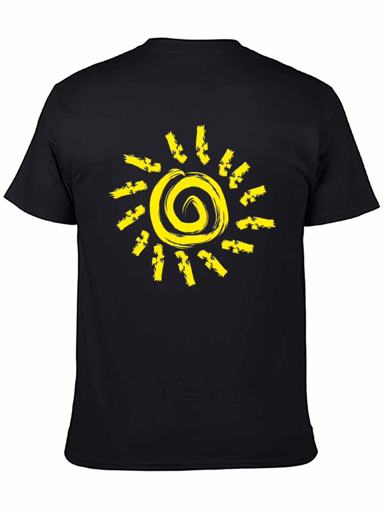 Sunshine Graphic Black T-Shirt - Unique Spiral Design