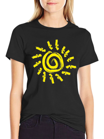 Sunshine Graphic Black T-Shirt - Unique Spiral Design