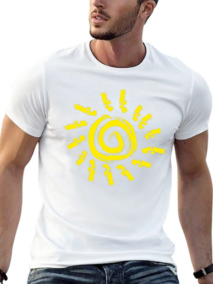 Sunshine Graphic Black T-Shirt - Unique Spiral Design