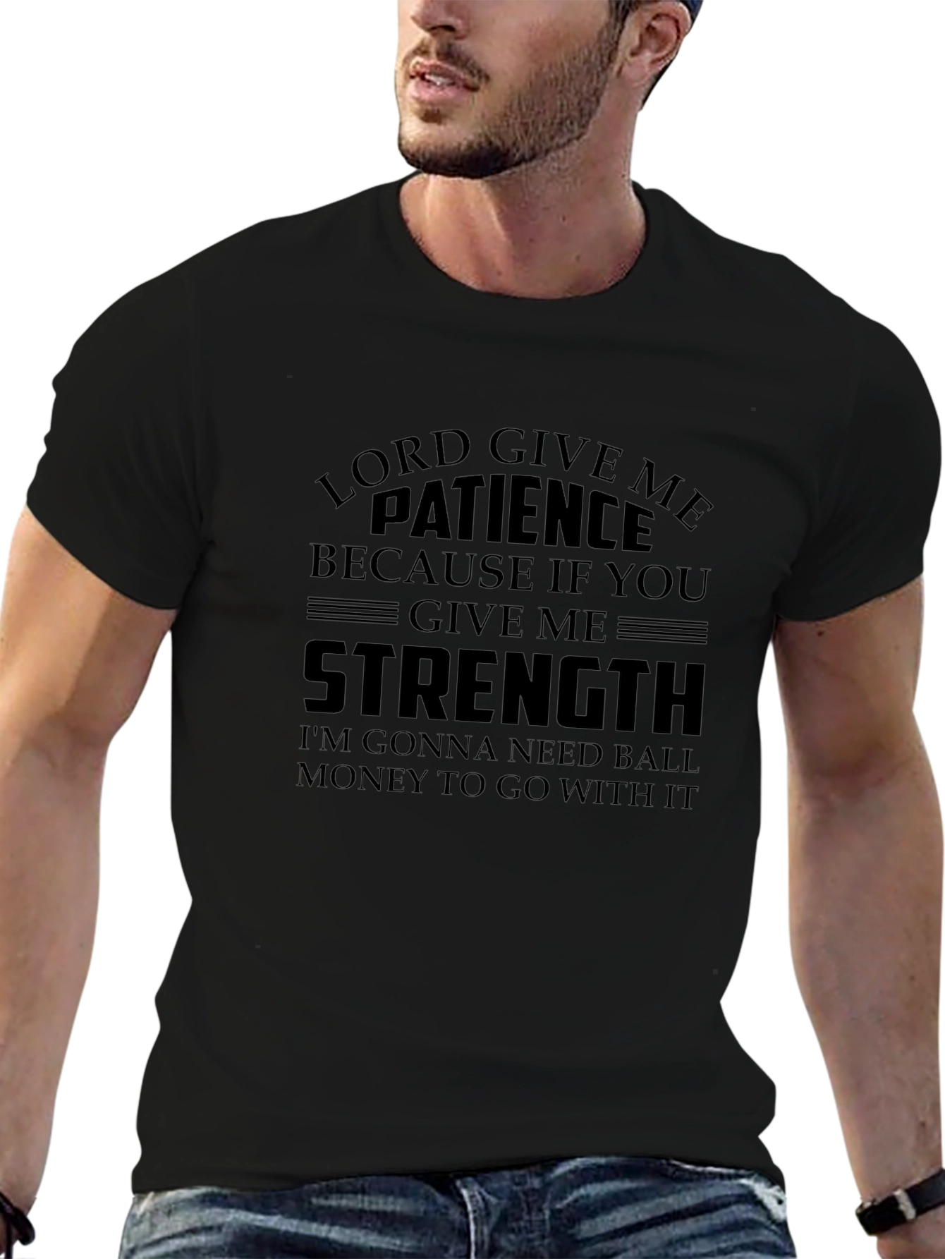 Lord Give Me Patience Graphic Tee - Black