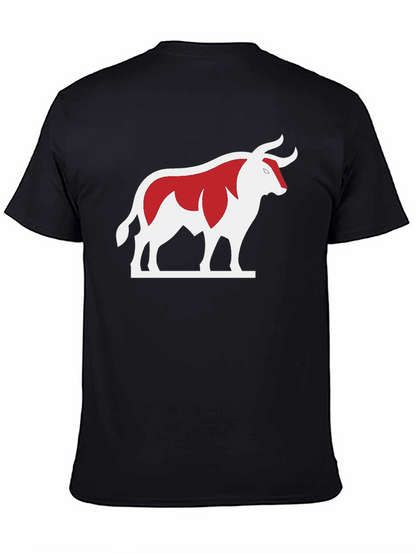 Bull Graphic Tee - Bold Red and White Design