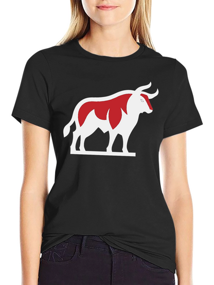 Bull Graphic Tee - Bold Red and White Design