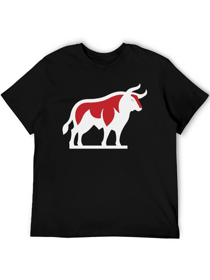 Bull Graphic Tee - Bold Red and White Design