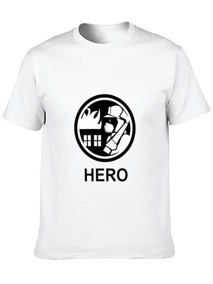 Firefighter Hero Graphic Tee - Black Cotton